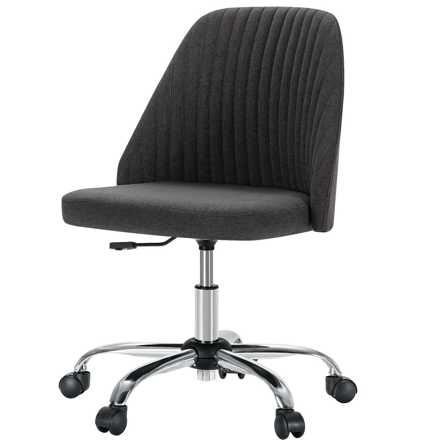 Modern Armless Swivel Office Chair – Adjustable Fabric Desk Chair with Wheels