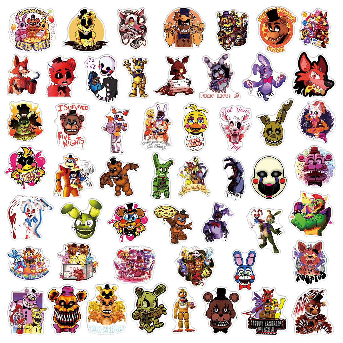 50 Pcs Horror Teddy Bear Stickers – Creepy & Cute Stickers for Notebooks & Stationery