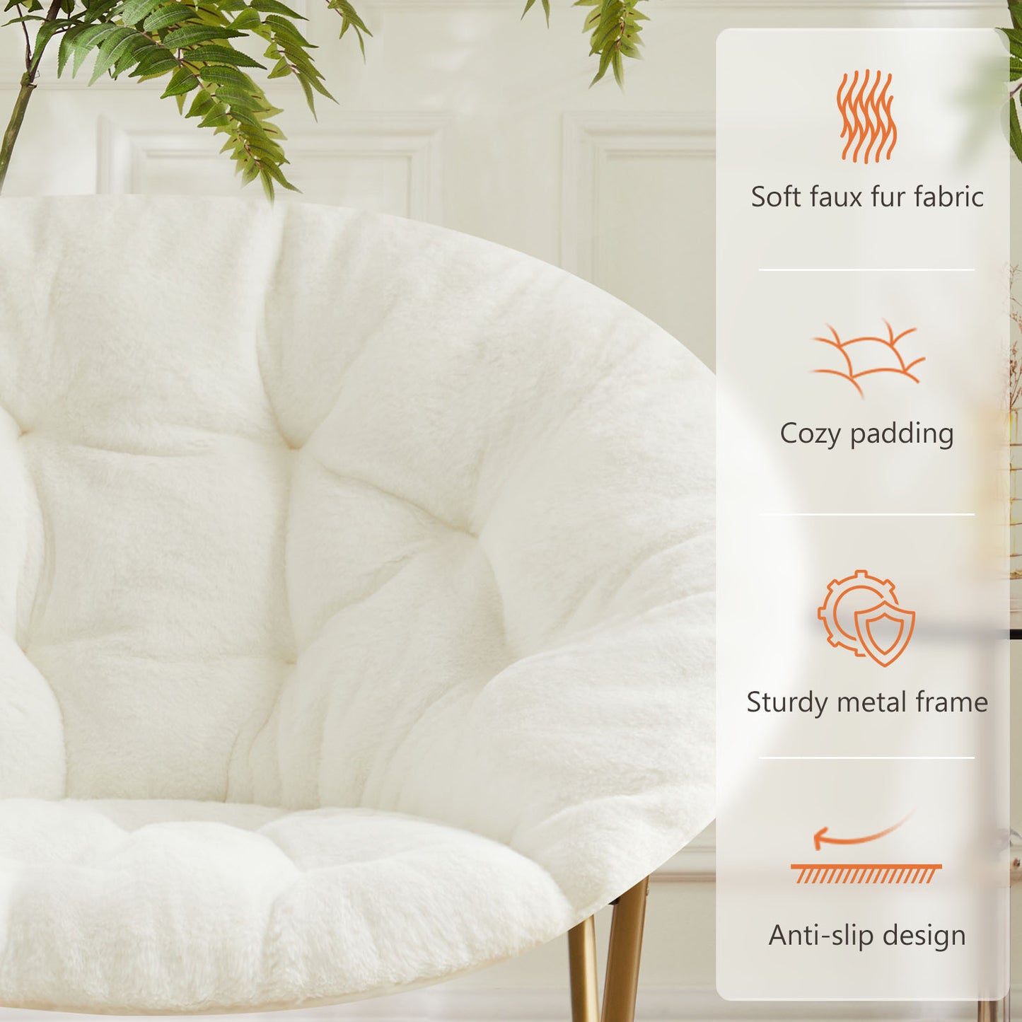 Comfortable Faux Fur Disc Chair – Cozy Accent Furniture for Bedroom & Living Room