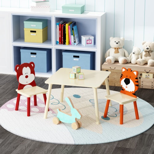 Solid Wood Children's Table Set – Kids Activity Table with 2 Chairs