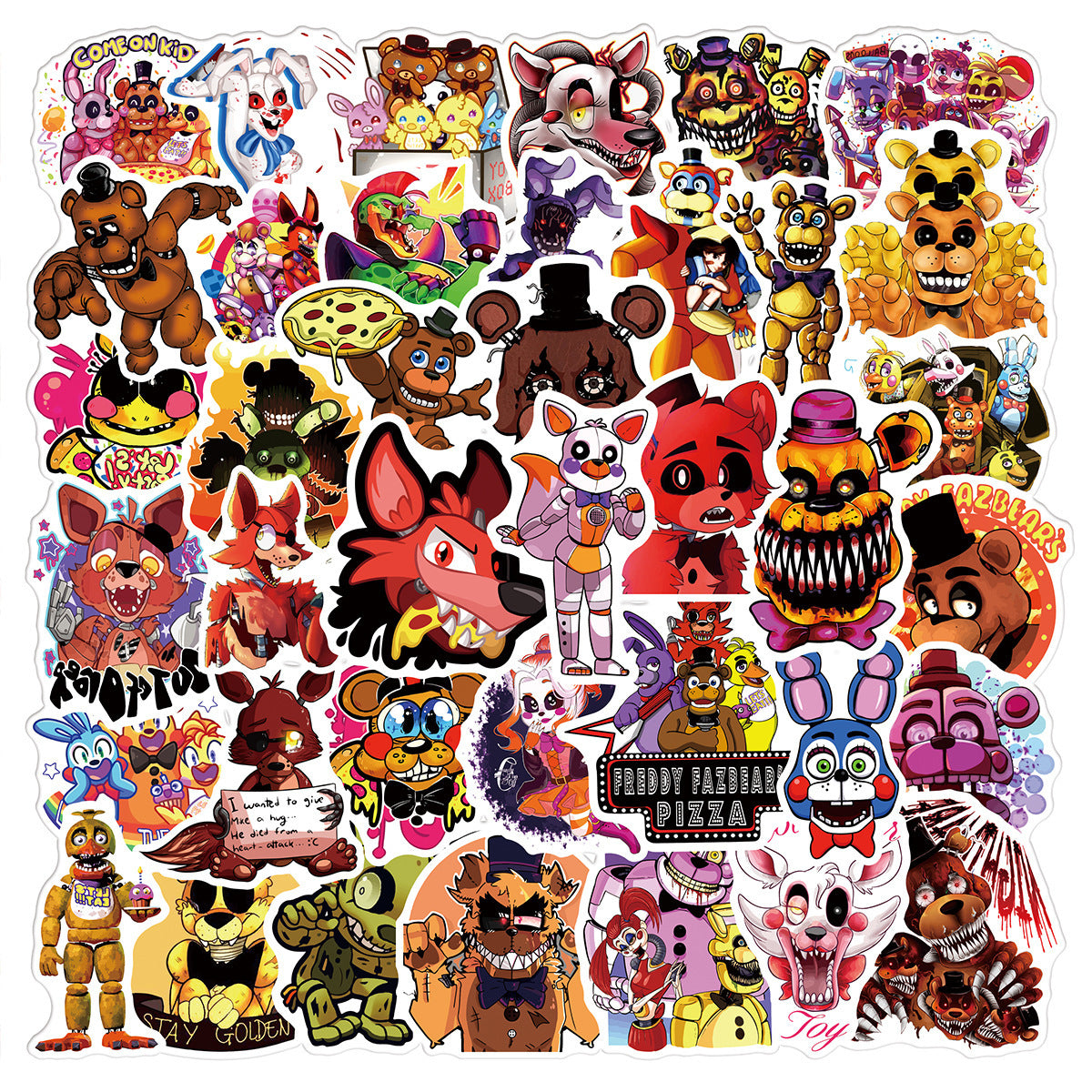 50 Pcs Horror Teddy Bear Stickers – Creepy & Cute Stickers for Notebooks & Stationery