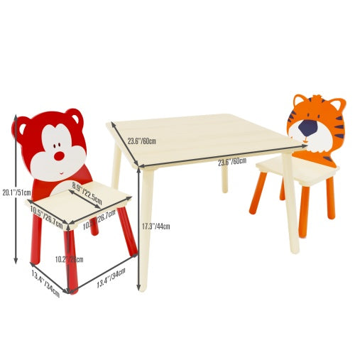 Solid Wood Children's Table Set – Kids Activity Table with 2 Chairs