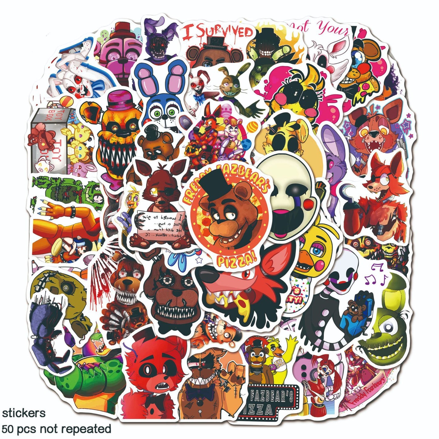 50 Pcs Horror Teddy Bear Stickers – Creepy & Cute Stickers for Notebooks & Stationery