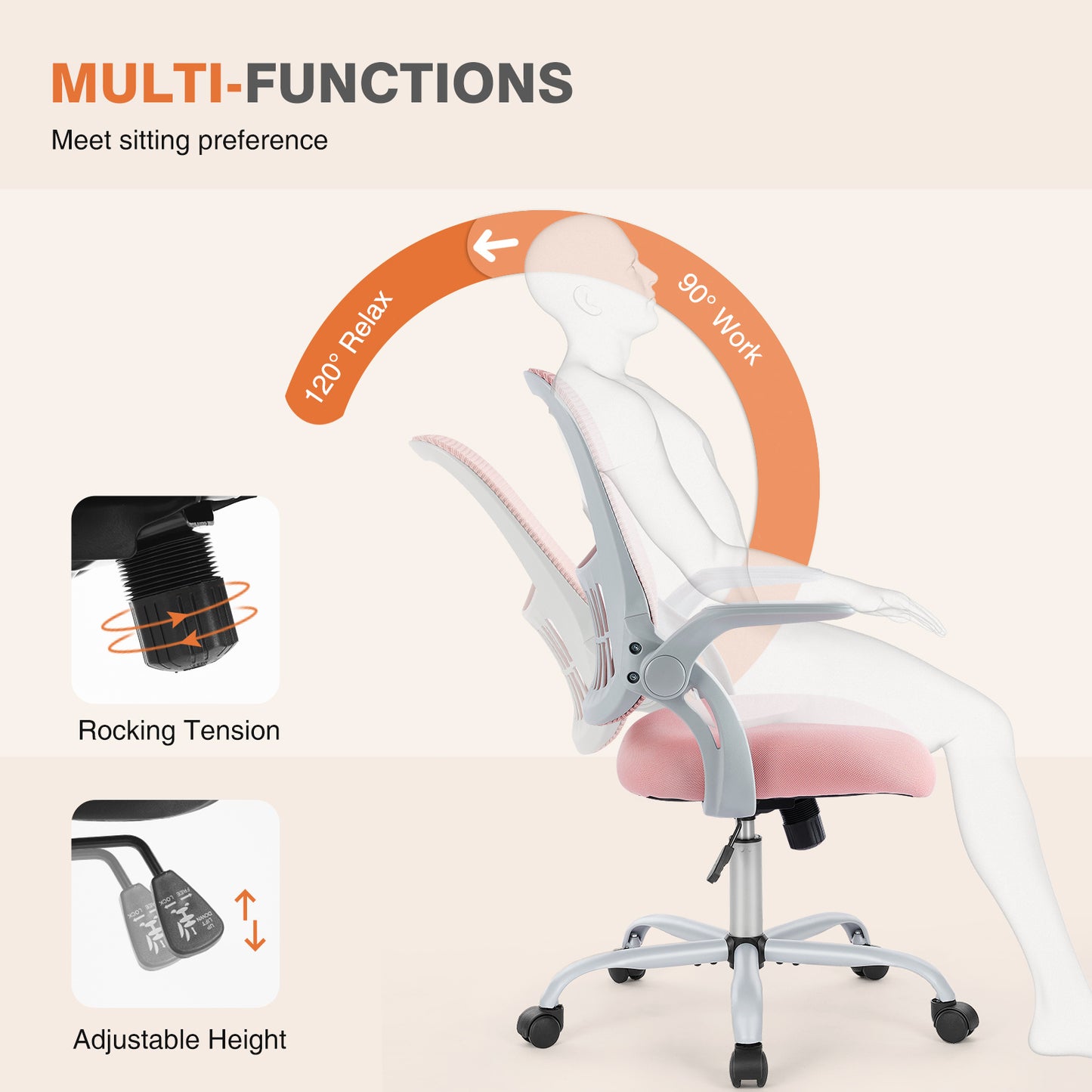 Tall Office Chair for Standing Desk – Adjustable Counter Height Chair with Foot Ring